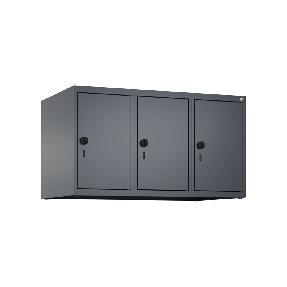 C+P Aufsatzschrank für Kleiderspind Serie Classic PLUS, 3 Abteile Breite 300 mm, anthrazitgrau, anthrazitgrau, für Vorhängeschloss