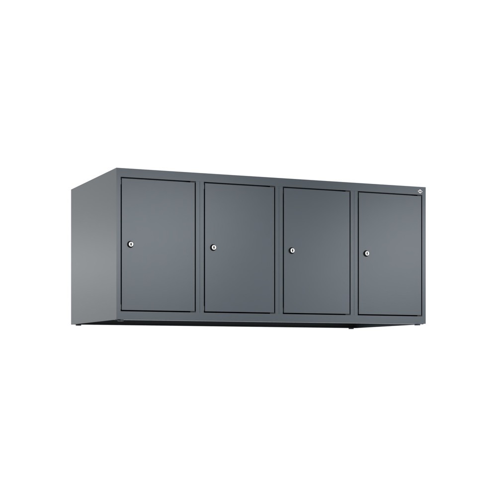 C+P Aufsatzschrank für Kleiderspind Serie Classic PLUS, 4 Abteile Breite 300 mm, anthrazitgrau, anthrazitgrau, Zylinderschloss