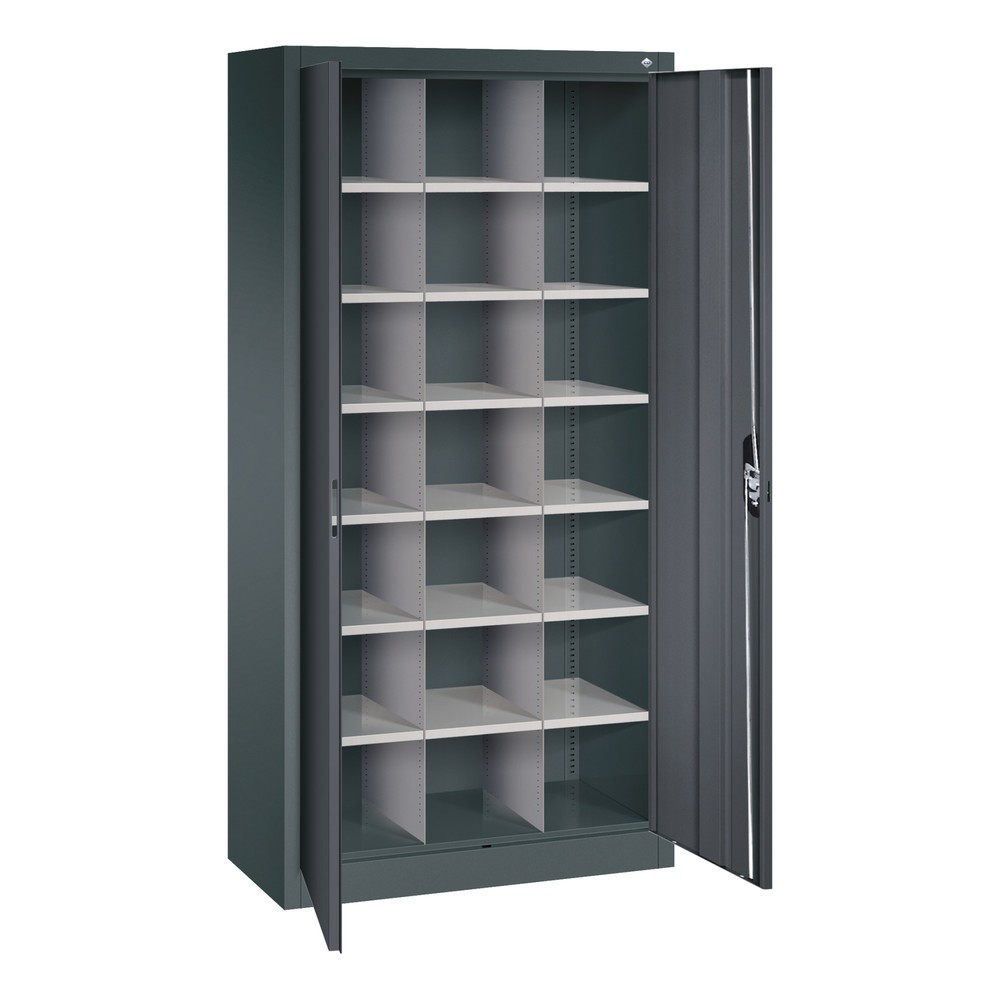 C+P Flügeltürenschrank mit 21 Fächern, HxBxT 1.950 x 930 x 400 mm, anthrazitgrau, schwarzgrau