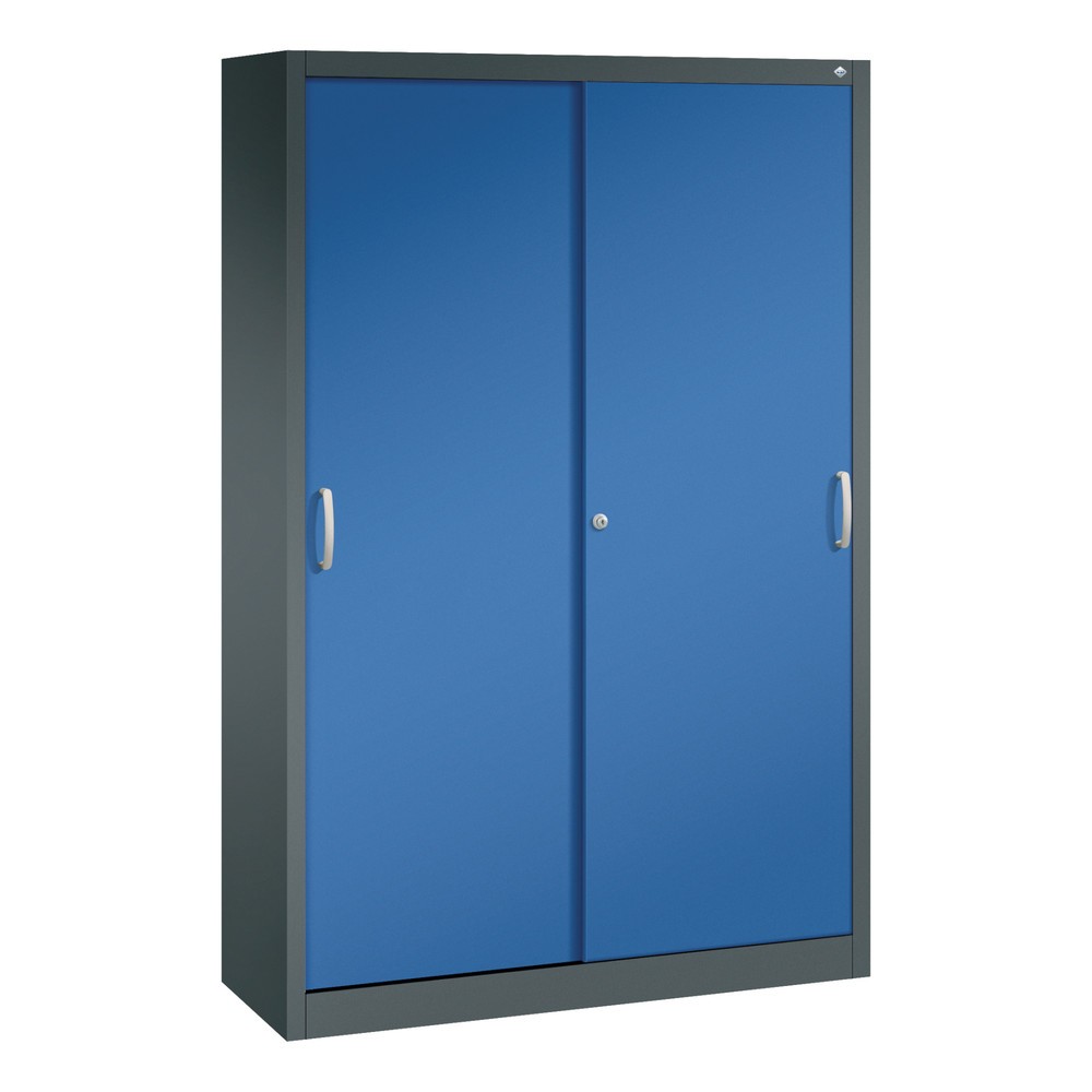 C+P Schiebetürenschrank, HxBxT 1.950 x 1.200 x 400 mm, anthrazitgrau, enzianblau