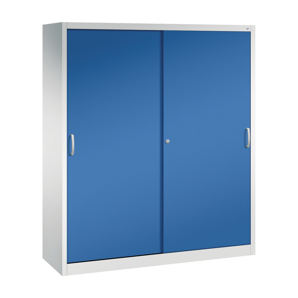 C+P Schiebetürenschrank, HxBxT 1.950 x 1.600 x 500 mm, lichtgrau, enzianblau