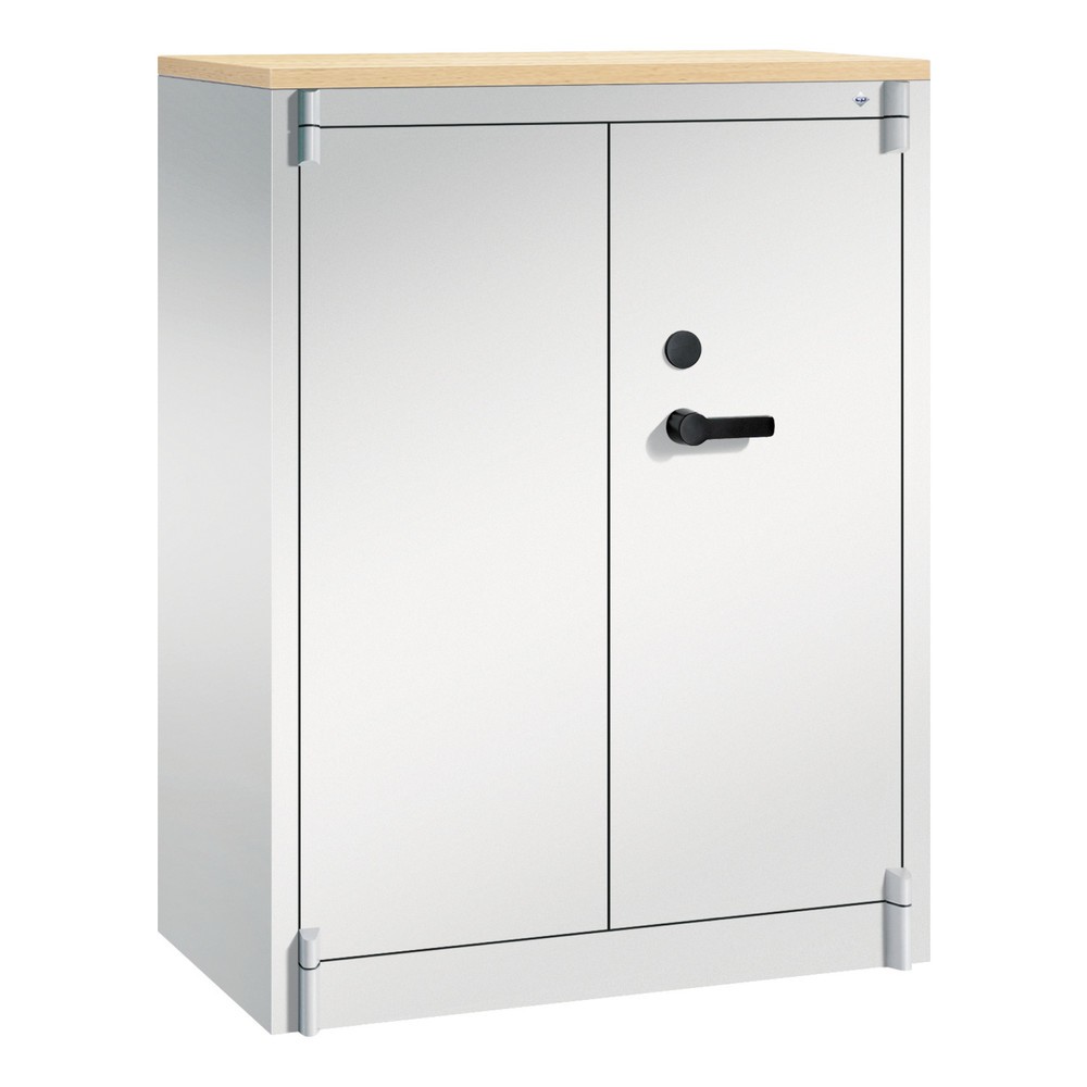 C+P Sicherheits-Flügeltürschrank , 3 OH, HxBxT 1.226 x 930 x 500 mm, lichtgrau, lichtgrau, Ahorn