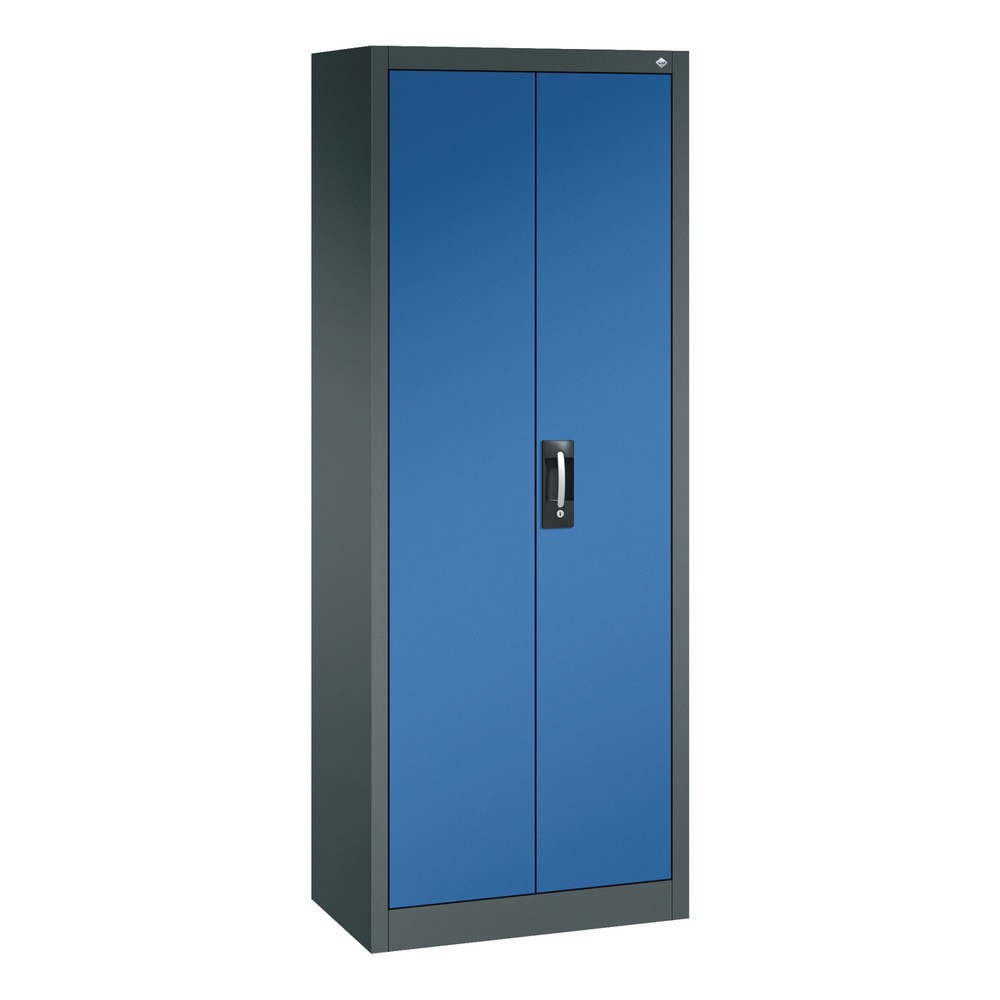 C+P Werkstatt-Flügeltürschrank mit 4 Fachböden, HxBxT 1.950 x 700 x 400 mm, anthrazitgrau, enzianblau