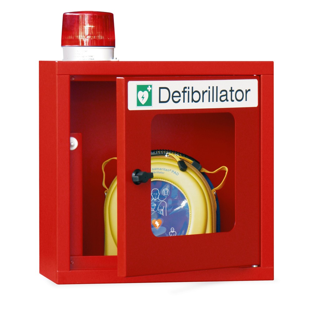 PAVOY Defibrillatoren-Schrank mit akustischem und optischem Signal, feuerrot, reinweiß