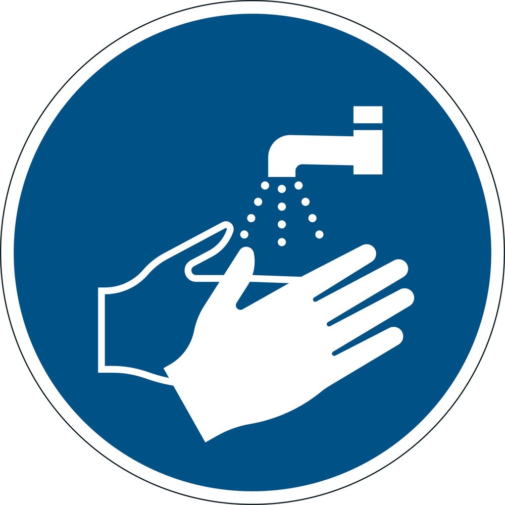 DURABLE Gebotsaufkleber „Hände waschen“, Ø 430 mm, Stärke 0,2 mm, ablösbar