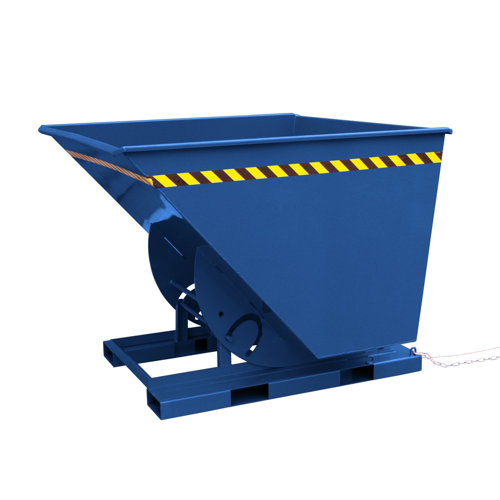 Eichinger® Kippbehälter in hoher Bauhöhe, quer zur und in Fahrtrichtung kippbar, 1000 kg, 300 Liter, enzianblau