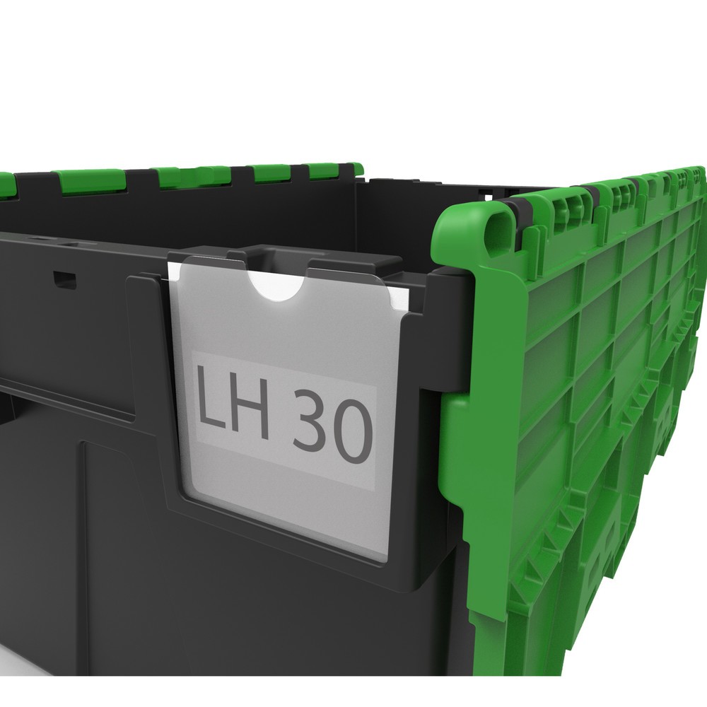 Etikettenhalter für Mehrweg-Stapelbehälter in Höhe 310/365/400 mit Klappdeckel, 10 Stk/VE
