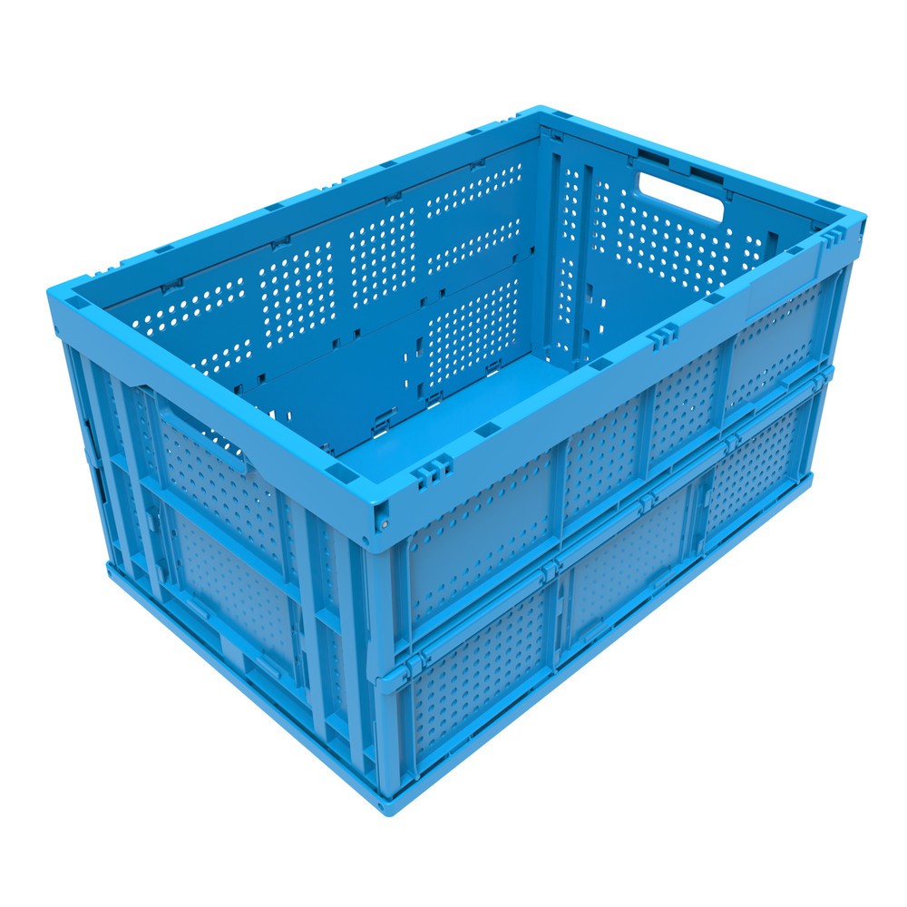 Euronorm-Faltbox Premium, mit gelochten Seitenwänden, blau