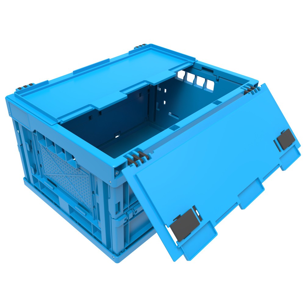 Euronorm-Faltbox Premium, mit Scharnierdeckel, 21 Liter, blau