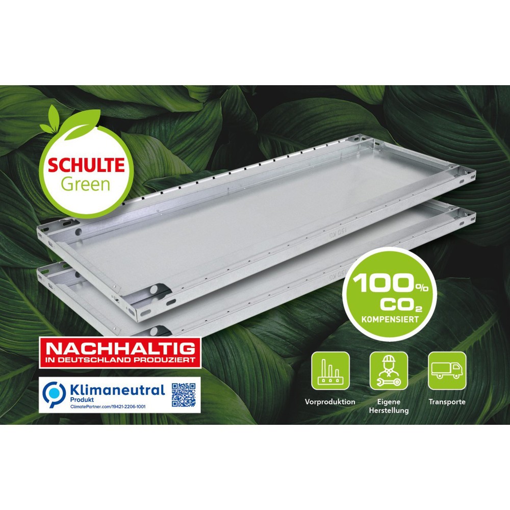 Fachboden MULTIplus für SCHULTE Green Fachbodenregal Steckmontage, Fachlast 150 kg, 2er Pack, BxT 1.000 x 600 mm, inkl. 8 Fachbodenträger