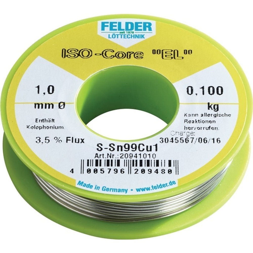 FELDER Lötdraht ISO-Core® EL, 100 g, 1,5 mm, S-Sn99Cu1