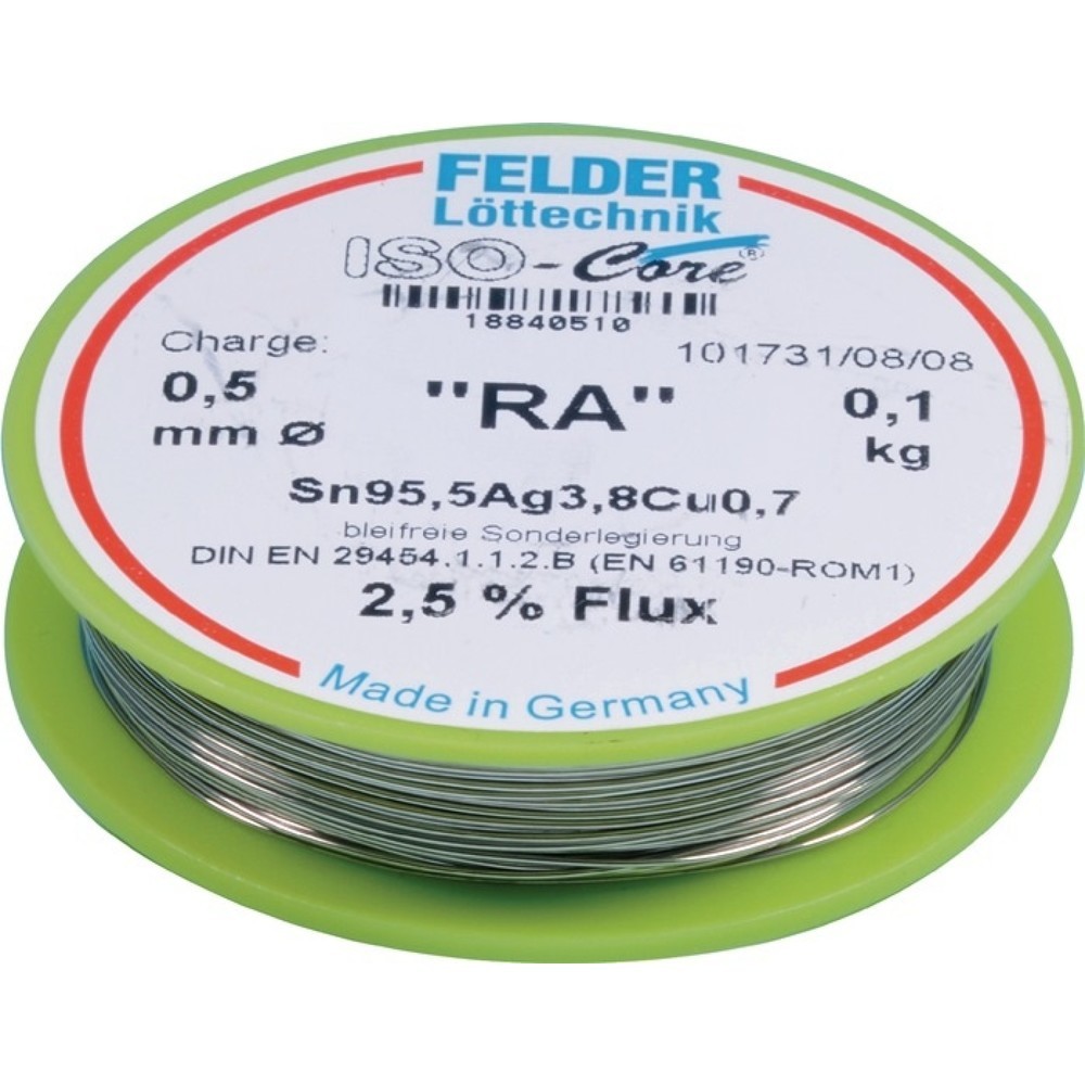 FELDER Lötdraht ISO-Core® RA, 100 g, 1 mm, Sn95,5Ag3,8Cu0,7