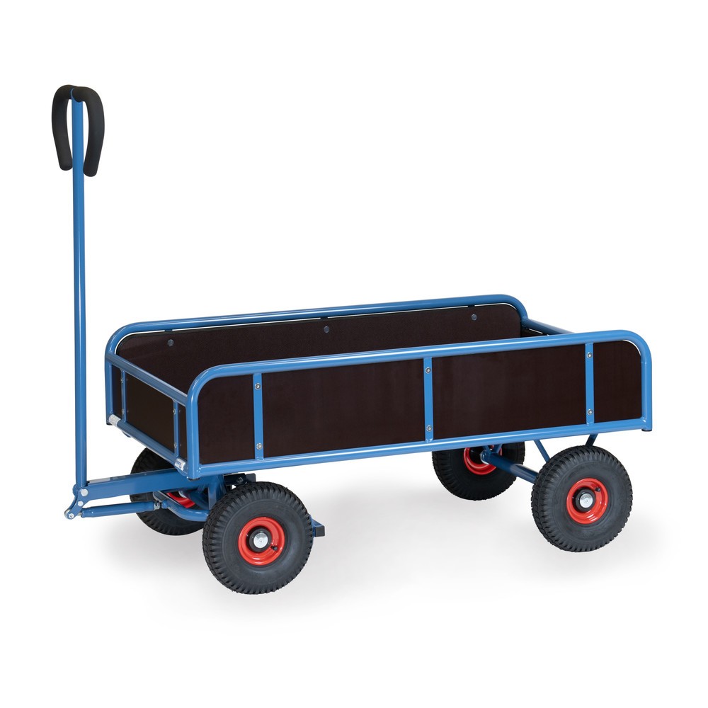 fetra® 2-achsiger Handwagen mit 4 feststehenden Wänden, Luftbereifung, Ladefläche BxT 645 x 1.145 mm
