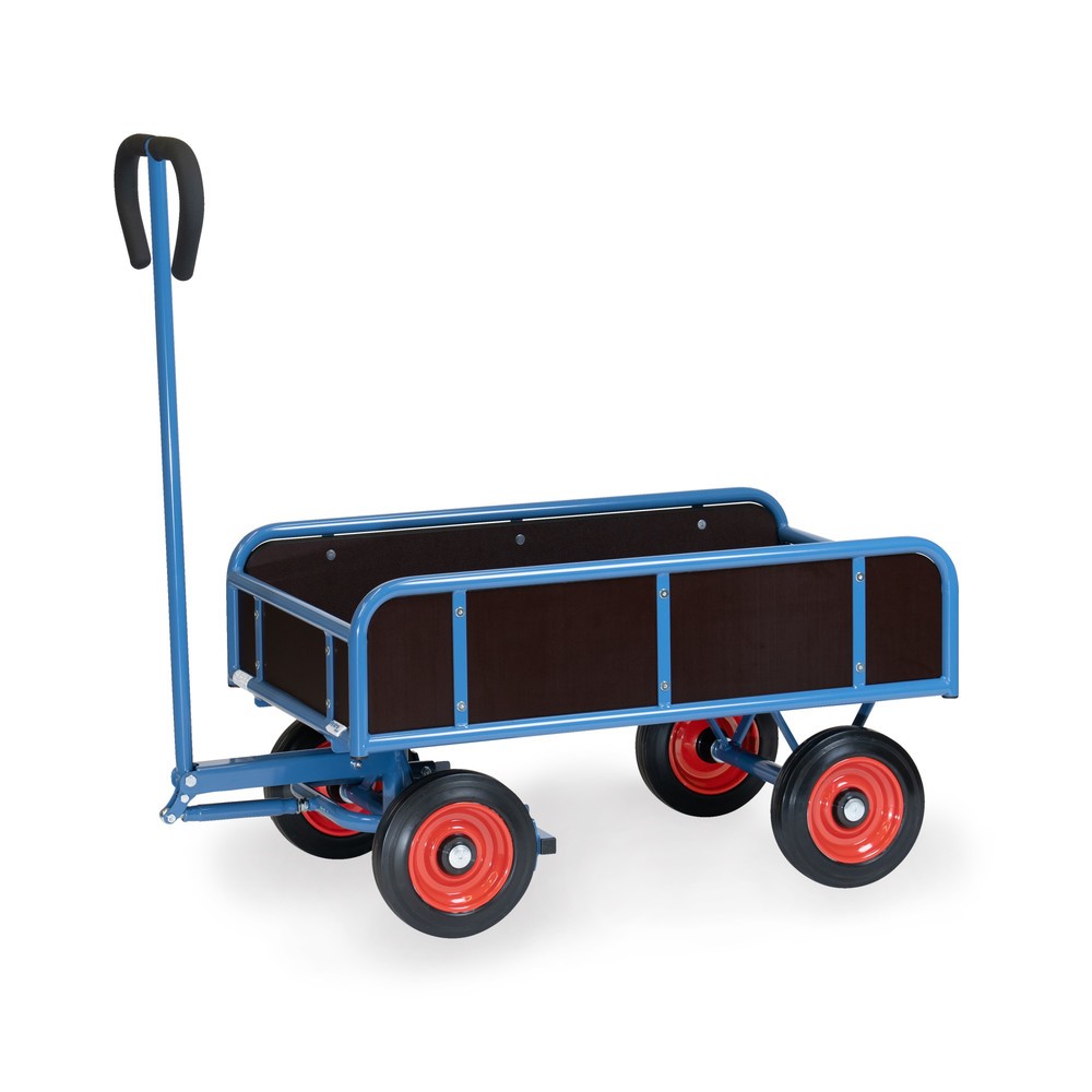 fetra® 2-achsiger Handwagen mit 4 feststehenden Wänden, Vollgummiräder, Ladefläche BxT 545 x 945 mm