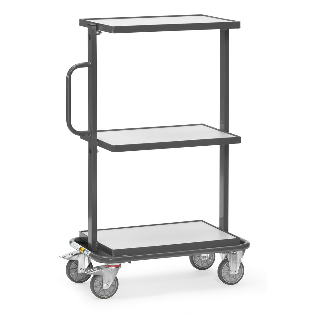 fetra® ESD-Beistellwagen, TK 200 kg, 3 Ladeflächen à 405 x 605 mm, mit Böden