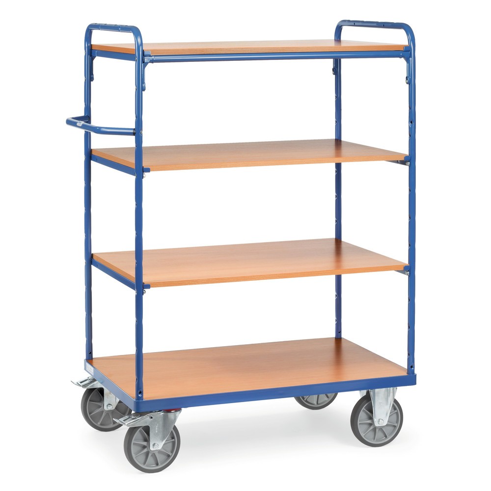 fetra® Etagenwagen mit Holzböden, 4 Etagen à 850 x 500 mm, Höhe 1.511 mm