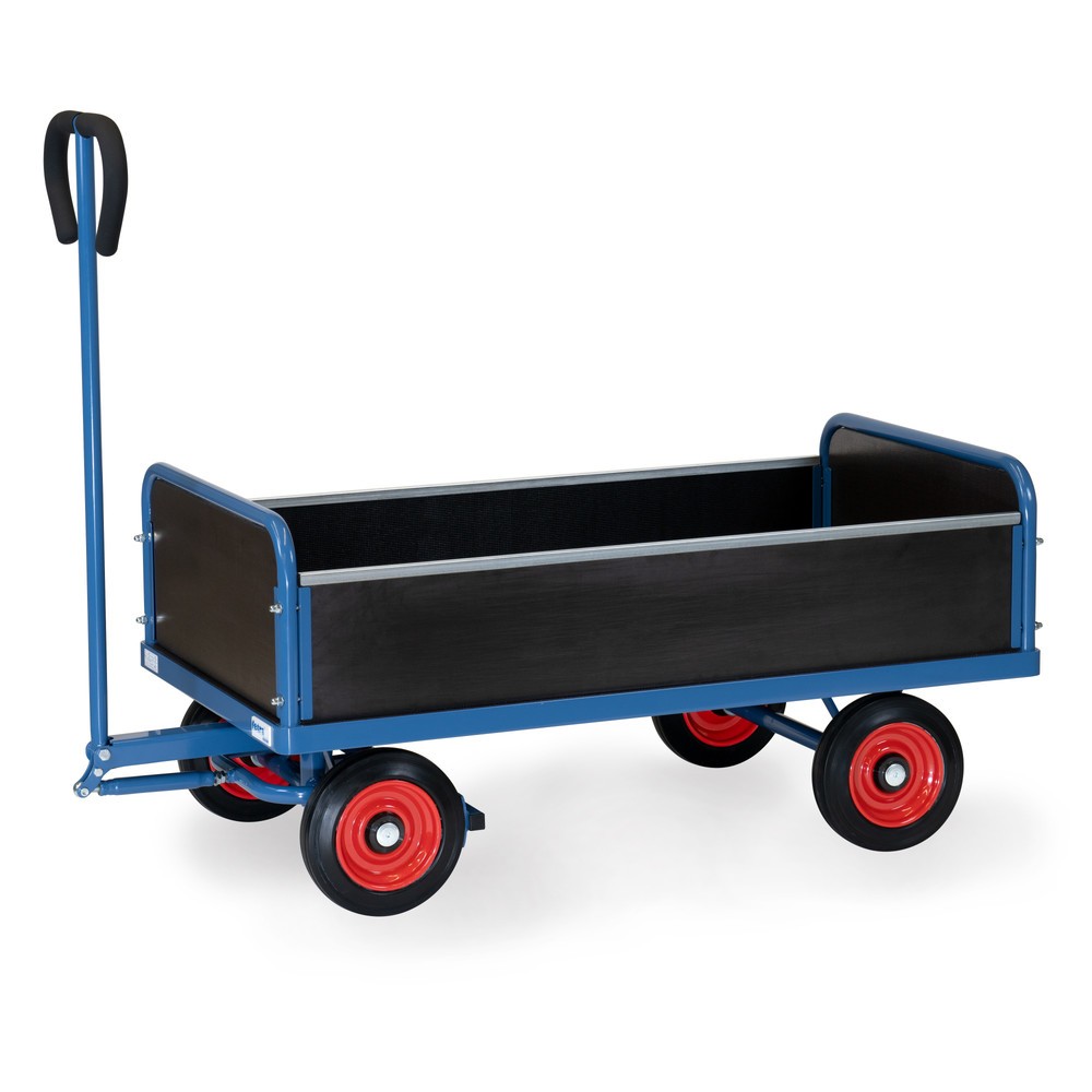 fetra® Handwagen mit Vollgummirädern, 4 Wände, HxBxL 1.192 mm x 709 mm x 1.472 mm, Tragkraft 500 kg