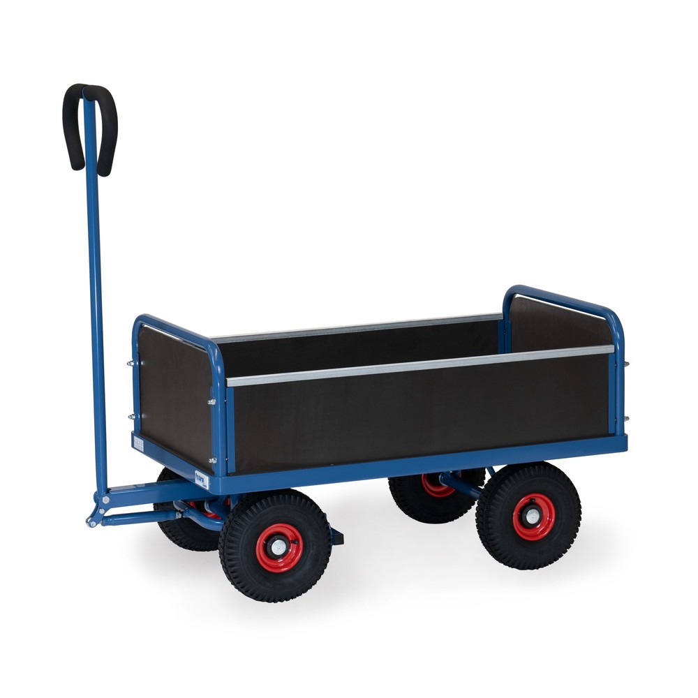 fetra® Handwagen mit Luftbereifung, 4 Wände, HxBxL 1.192 mm x 609 mm x 1.272 mm, Tragkraft 500 kg