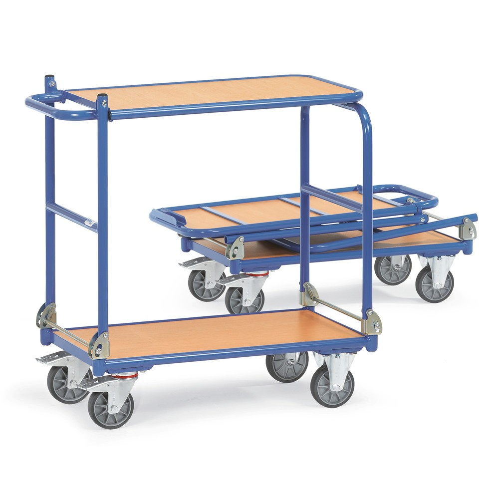 fetra® Klappbarer Tischwagen mit Stahlrahmen, 2 Etagen à 720 x 450 mm