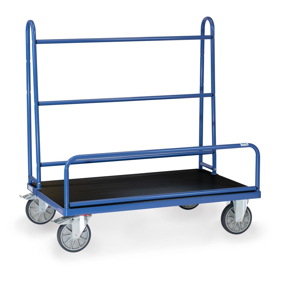 fetra® Plattenwagen, feste Rohrbügel, rutschhemmende Ladefläche BxT 1.270 x 535 mm, Tragkraft 600 kg