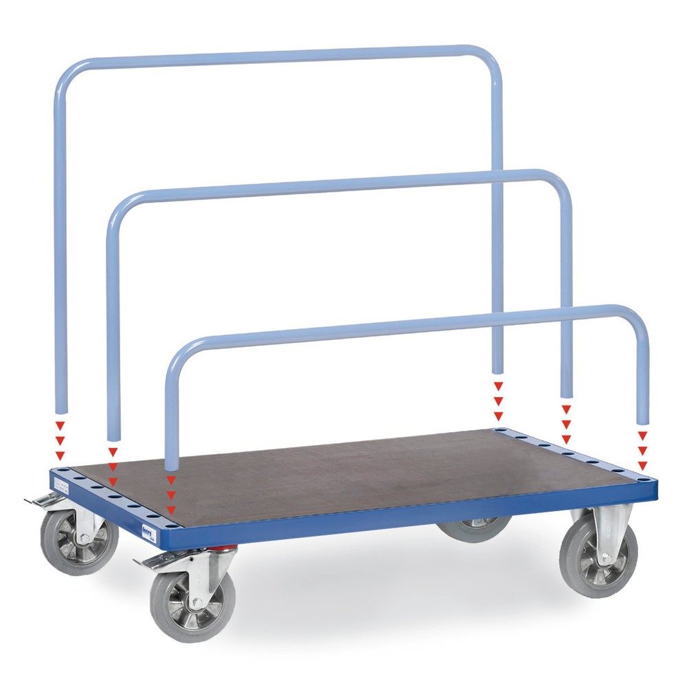 fetra® Plattenwagen, ohne Bügel, Ladefläche BxT 1.200 x 800 mm, Tragkraft 1.200 kg