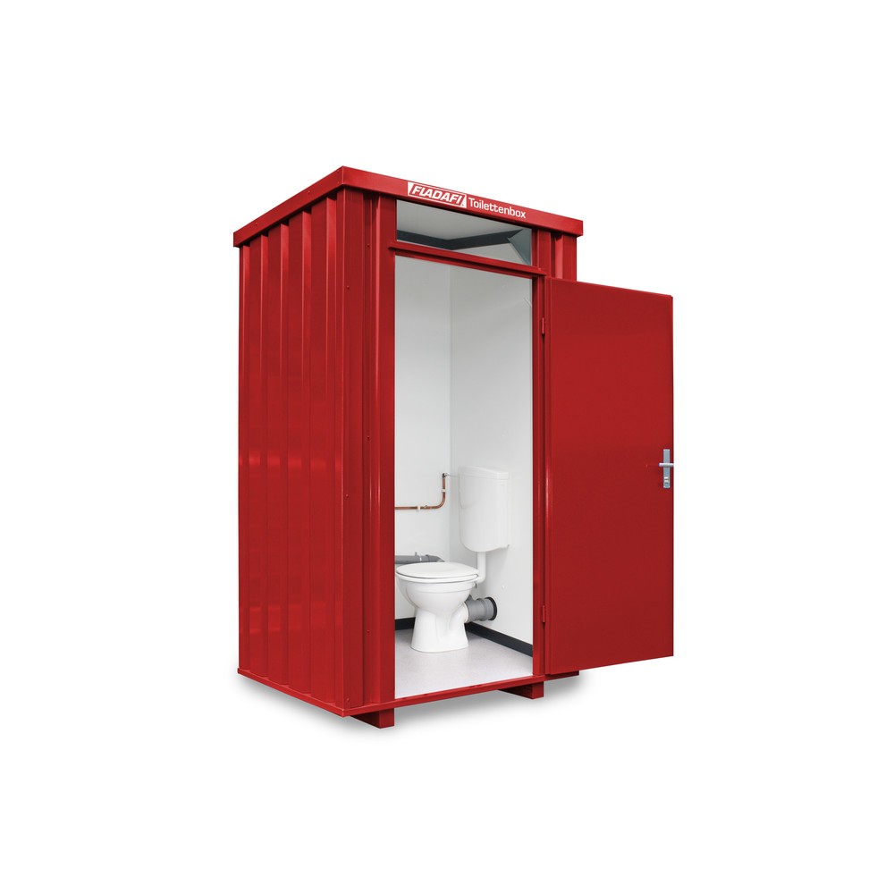 FLADAFI® Toilettenbox TB 2701,verzinkt, montiert, mit Einrichtung, Einflügeltür, mittig in Breitseite