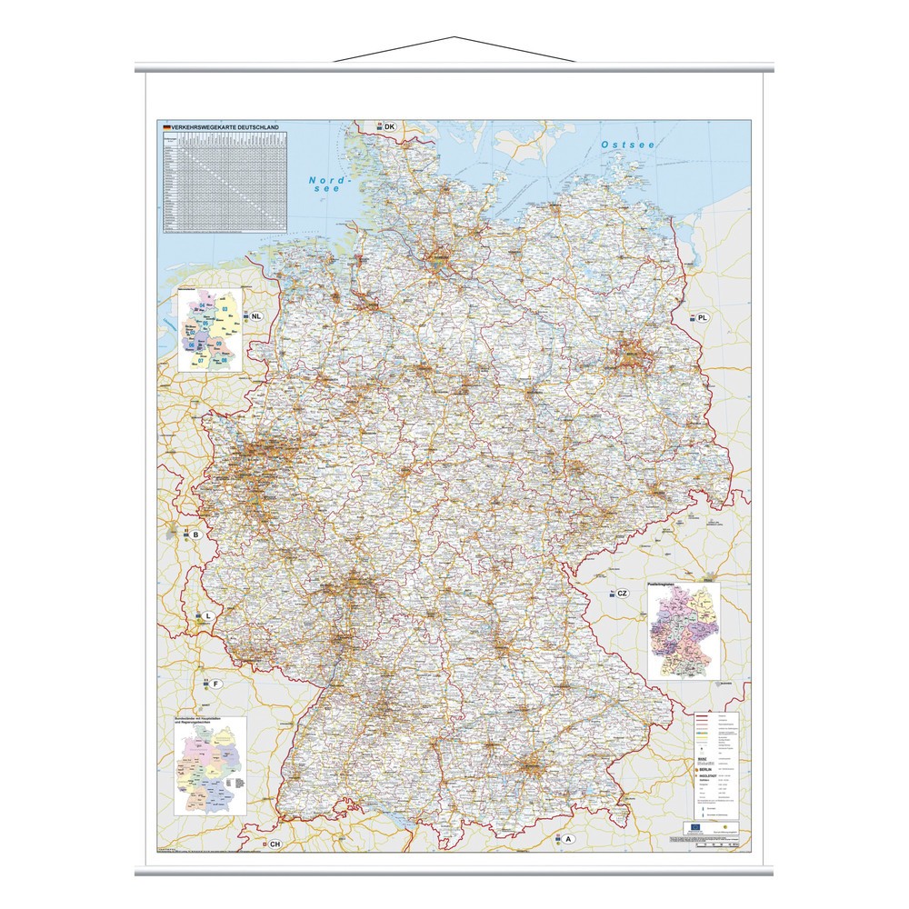 Produktabbildung: FRANKEN Deutschlandkarte, Straßenkarte, laminiert, HxB 1.370 x 970 mm