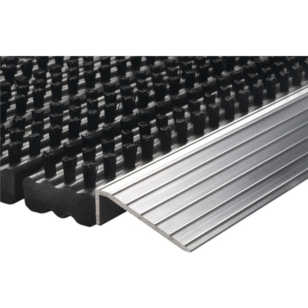 Fußmatte Alu-Anlaufkante, L430xB750xS22mm, schwarz/silber PP/Alu