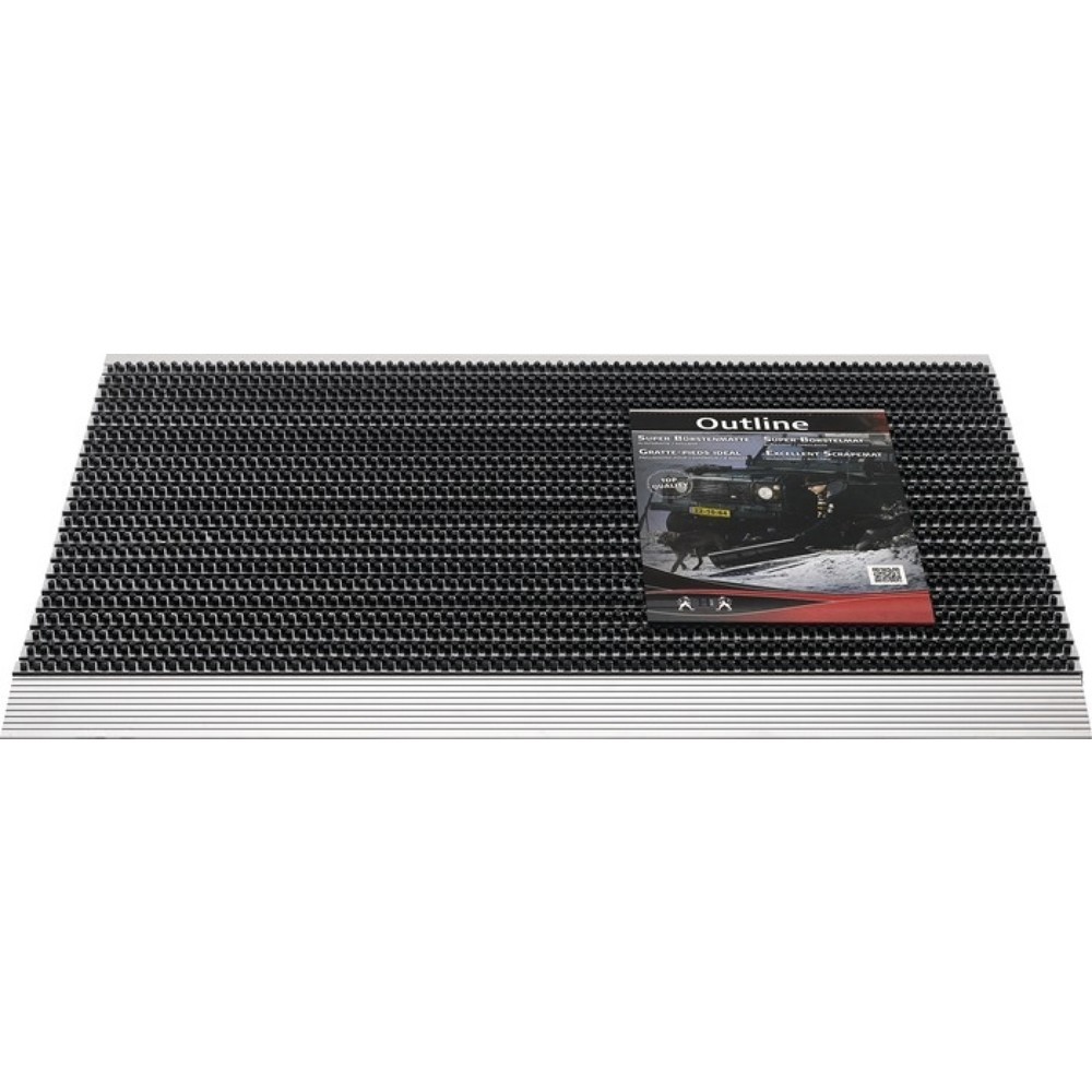 Fußmatte Alu-Anlaufkante, L500xB800xS22mm, schwarz/silber PP/Alu