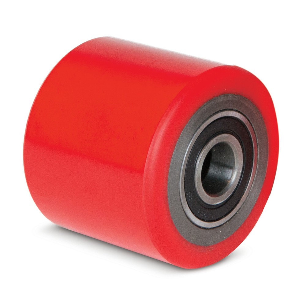 Gabelrolle für Hydraulik-Stapler Ameise® Typ FC1016, Einfach, PU, Ø x Breite 80 x 55 mm, rot