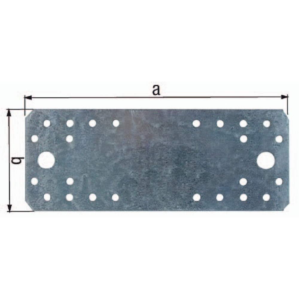 GAH Flachverbinder EN 14545:29-2, Stahl sendzimirverzinkt, Länge 100 mm Breite 40 mm Stärke 2 mm, Anzahl Löcher 10