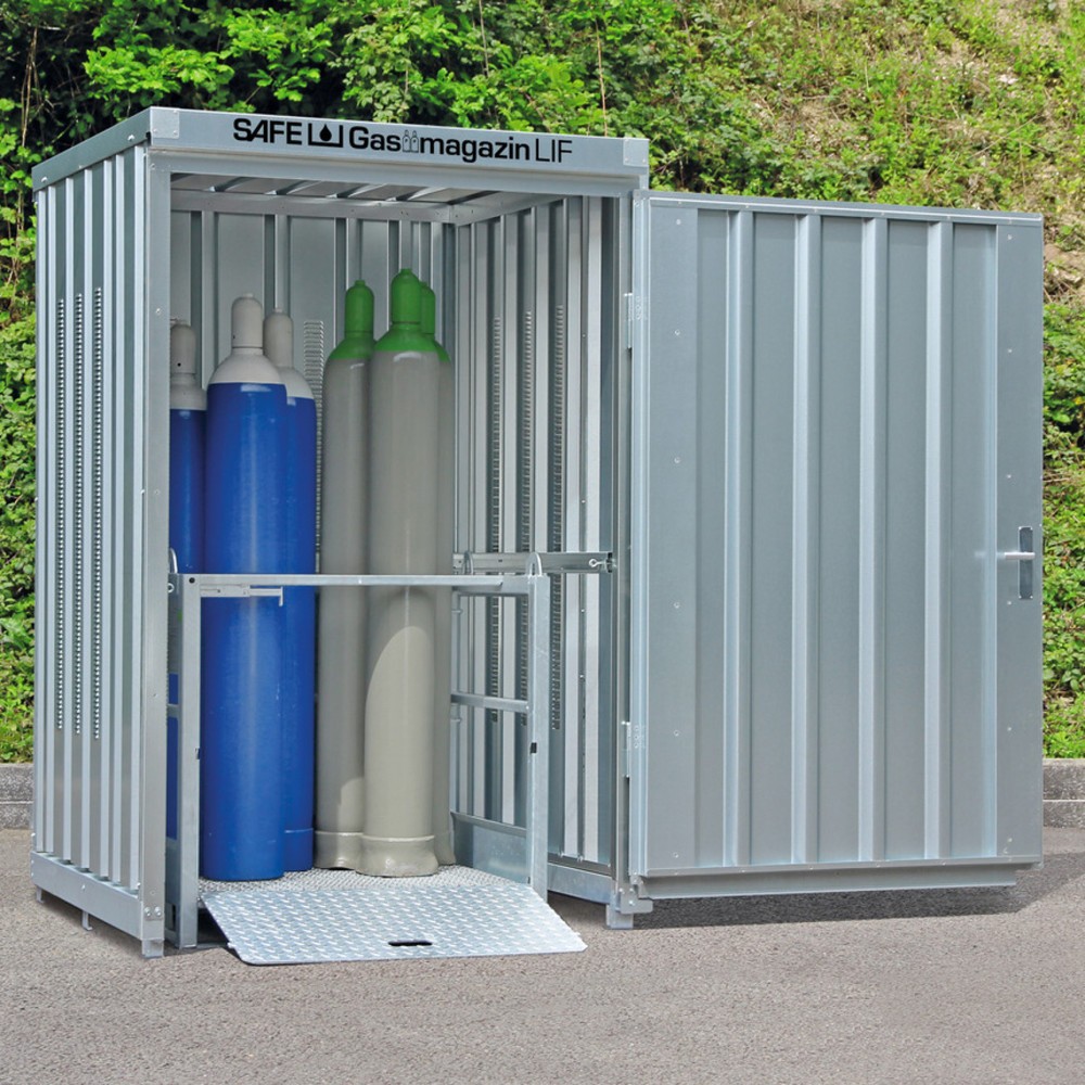 SAFE Gasflaschen-Lagercontainer ohne Bodenrahmen, HxBxT 2.250 x 1.420 x 1.490 mm