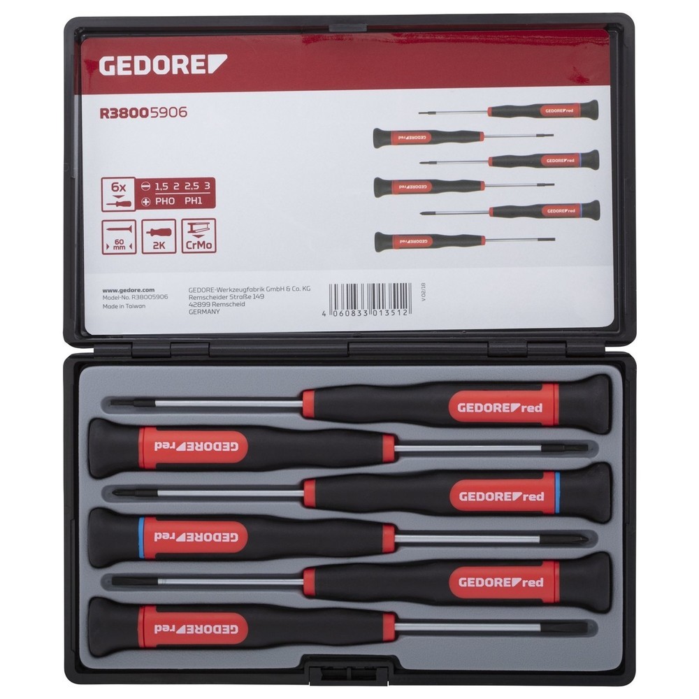 GEDORE red 2K-Elektronik-Schraubendreher-Satz PH+SL 6tlg R38005906