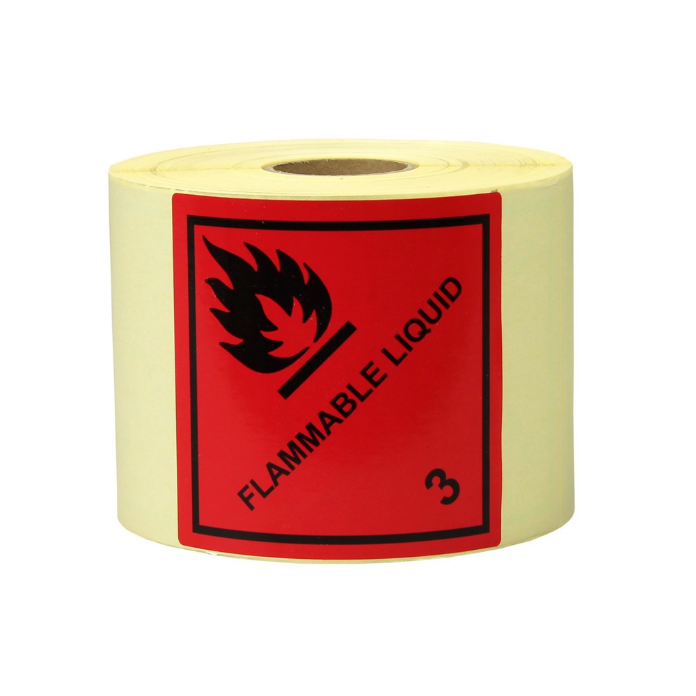 Gefahrgut-Etiketten, 100 x 100 mm, Aufdruck/Symbol, "Flammable Liquid"