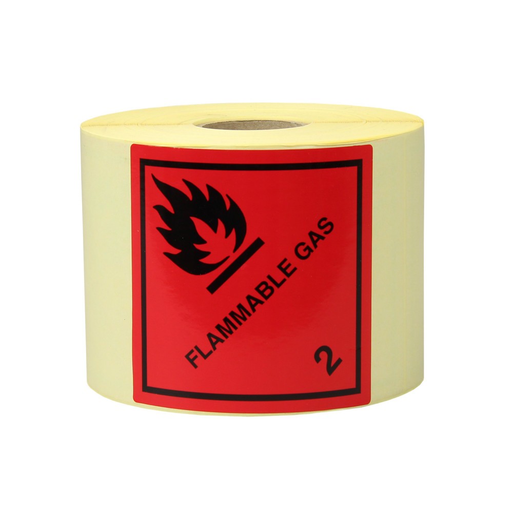 Gefahrgut-Etiketten, 100 x 100 mm, mit Aufdruck/Symbol, "Flammable Gas"