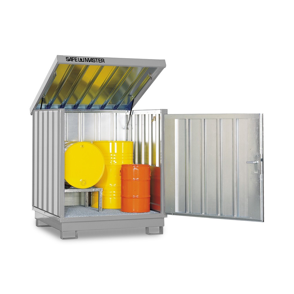 SAFE Master® Gefahrstoff-Depot, verzinkt und lackiert, 4x 200 l, HxBxT 1.610 x 1.420 x 1.490 mm, lichtgrau