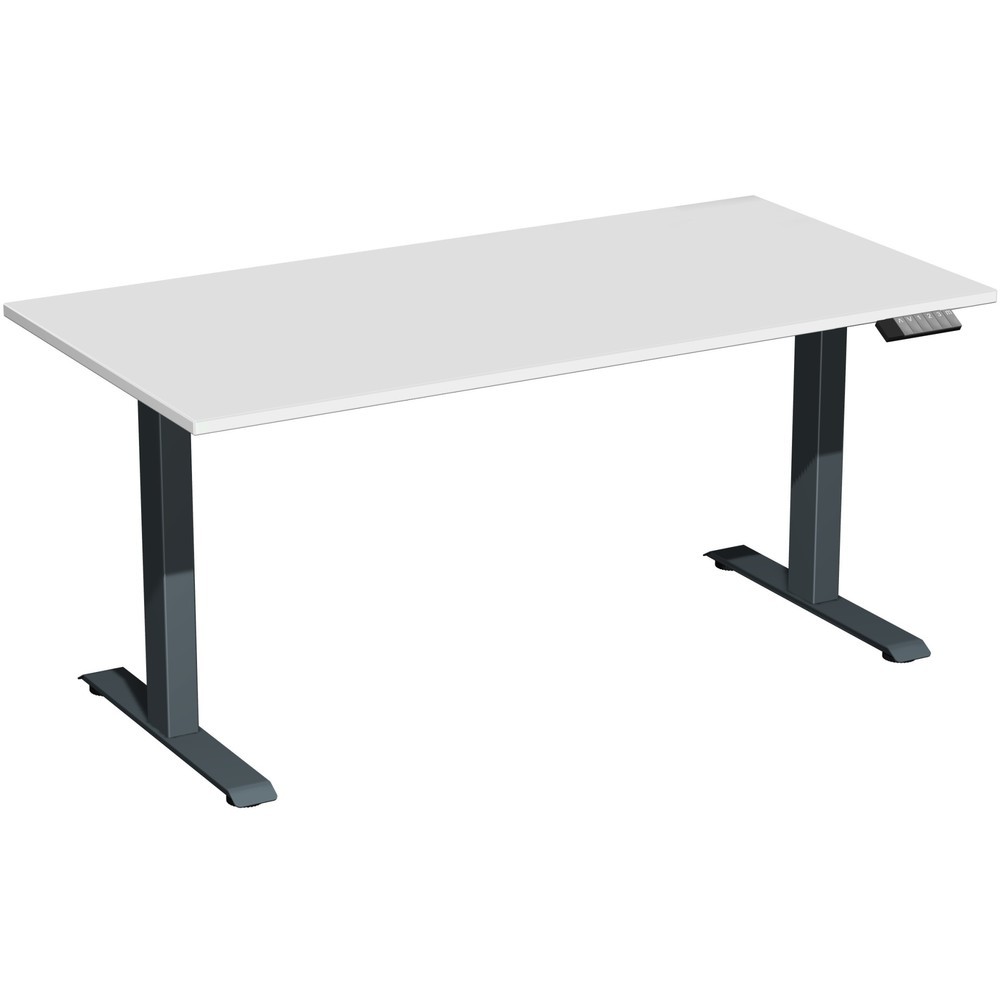 Produktabbildung Nr. 1: Geramöbel Schreibtisch Elevate Plus, elektrisch höhenverstellbar, HxBxT 630-1.280 x 1.600 x 800 mm, lichtgrau/anthrazit