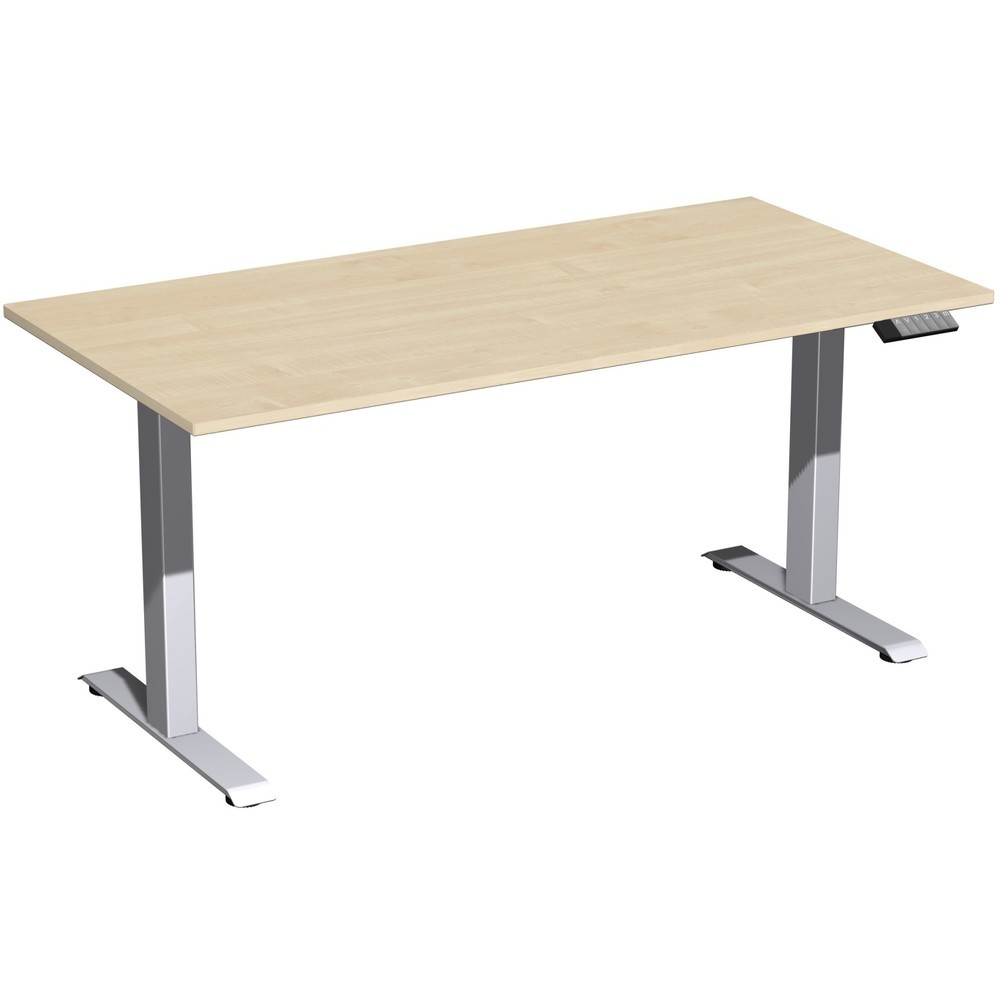 Produktabbildung: Geramöbel Schreibtisch Elevate Plus, elektrisch höhenverstellbar, HxBxT 630-1.280 x 1.600 x 800 mm, Ahorn/silber