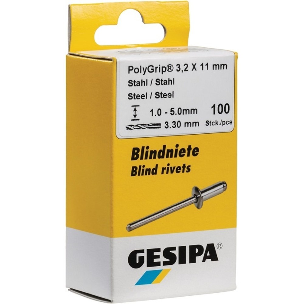 GESIPA Blindniet PolyGrip® Nietschaft dxl 3,2x8,0mm Stahl/Stahl 100 St