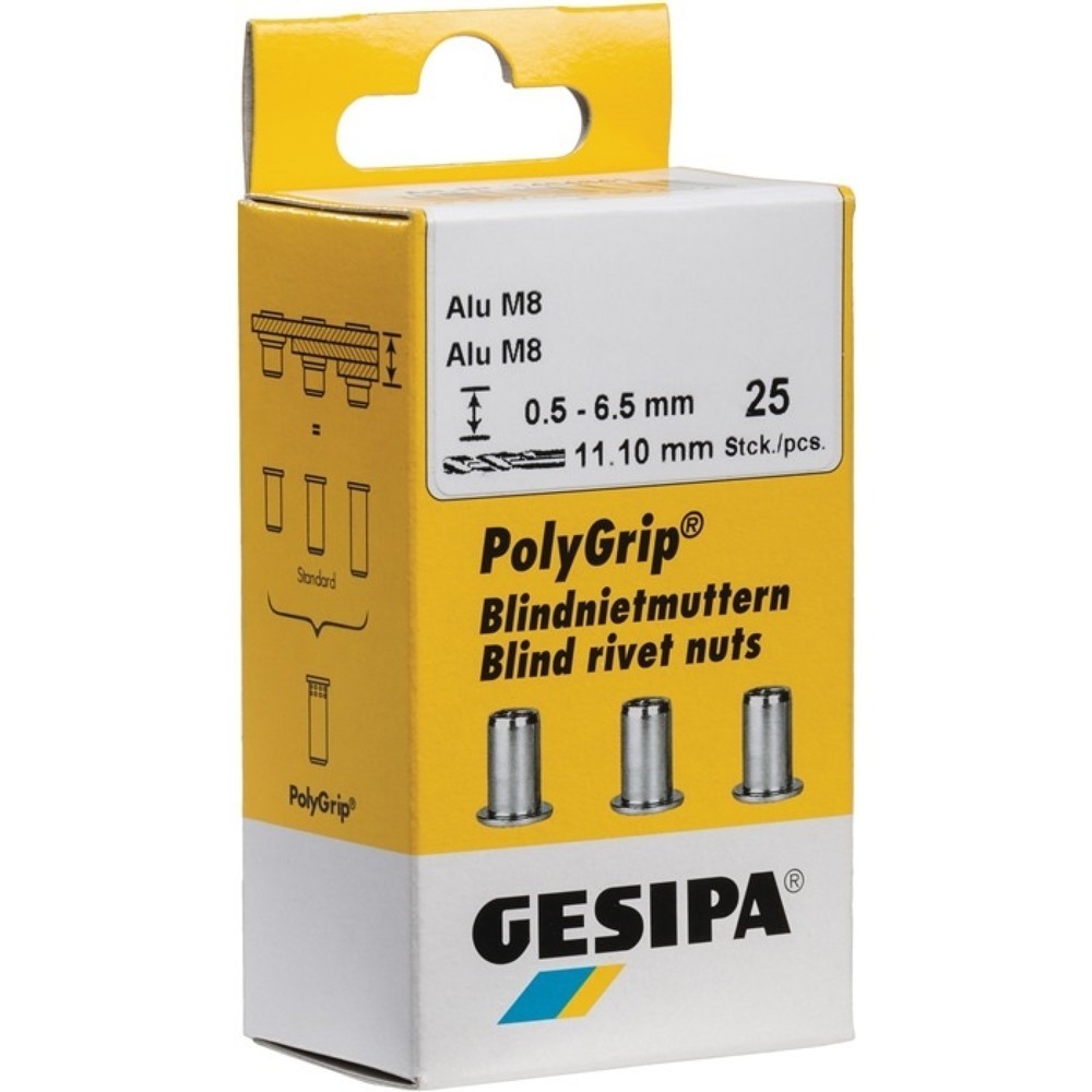 GESIPA Blindnietmutter PolyGrip® Nietschaft dxl 9x18mm M6 Alu 25 St