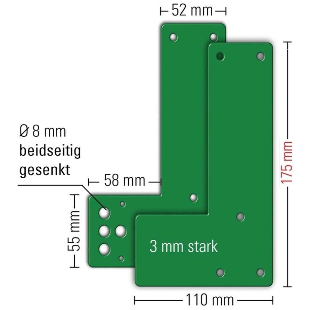 GFS Montageplatte 901 - / 991 470, Schwenk-Türwächter DIN links / rechts, Montage an Glastüren, L175xB110mm