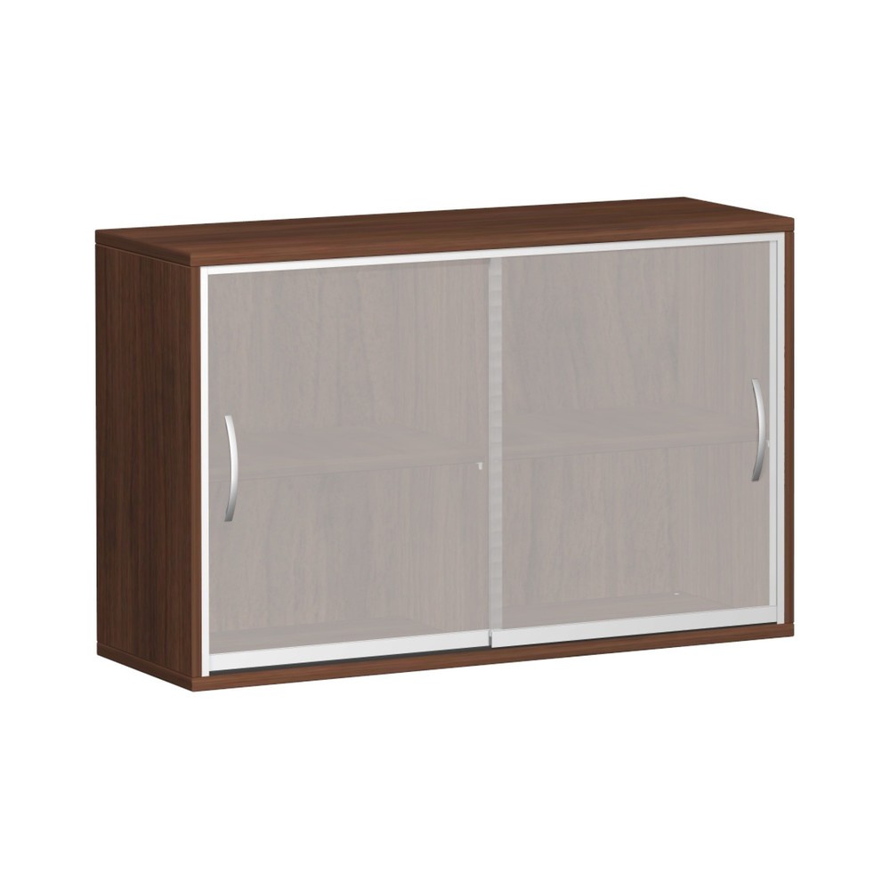 Glasschiebetürschrank Profi, 2 OH, Breite 1.200 mm, Nussbaum