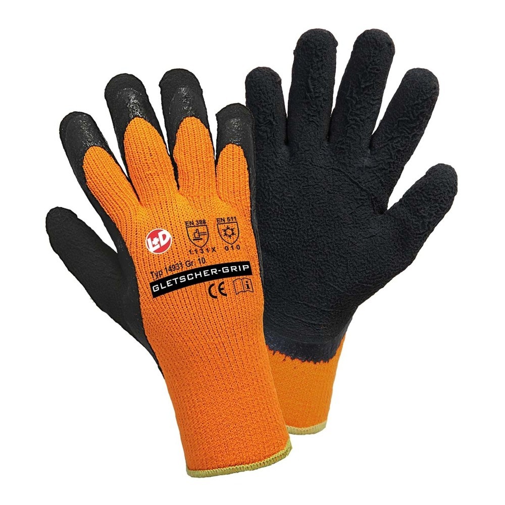 GLETSCHER-GRIP Winterstrickhandschuh, leuchtorange, Größe 8