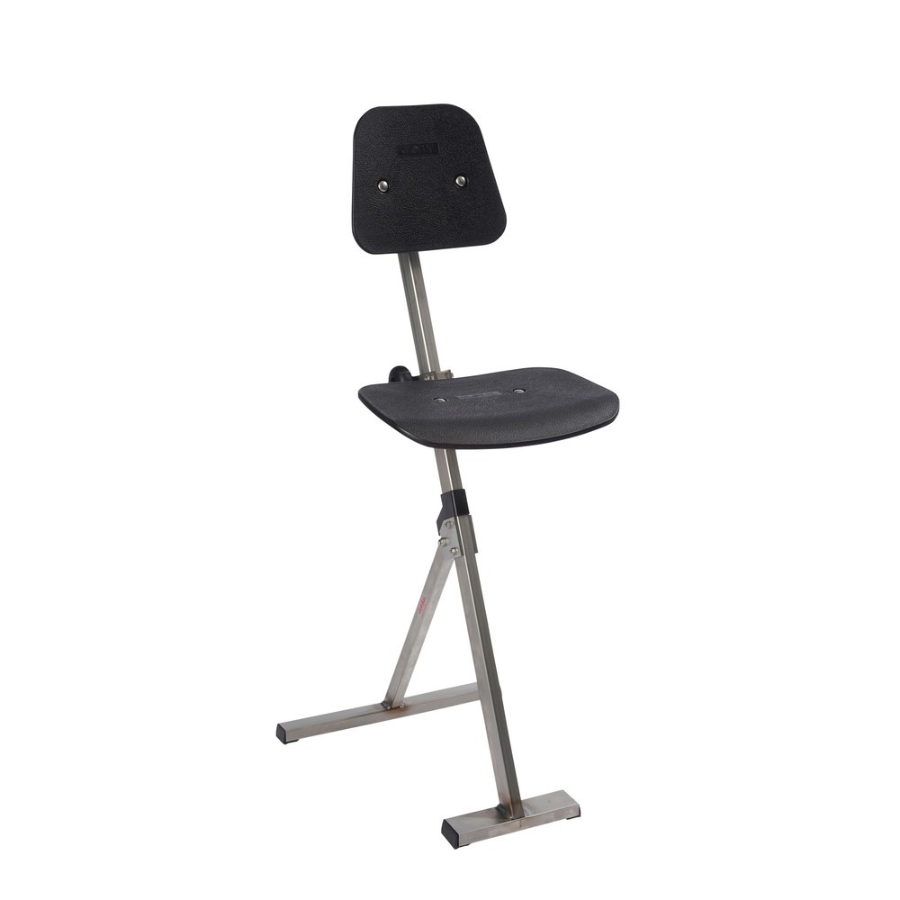 Global Stole A/S Stehhilfe Solid, Inox, Sitzhöhe 500-850 mm, Sitz u. Rückenlehne aus Kunststoff
