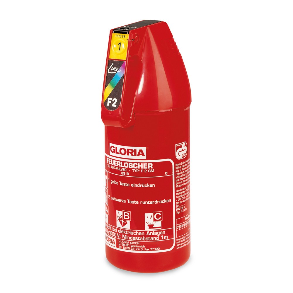 GLORIA® Feuerlöscher F2G, ABC-Pulver, Inhalt 2 kg
