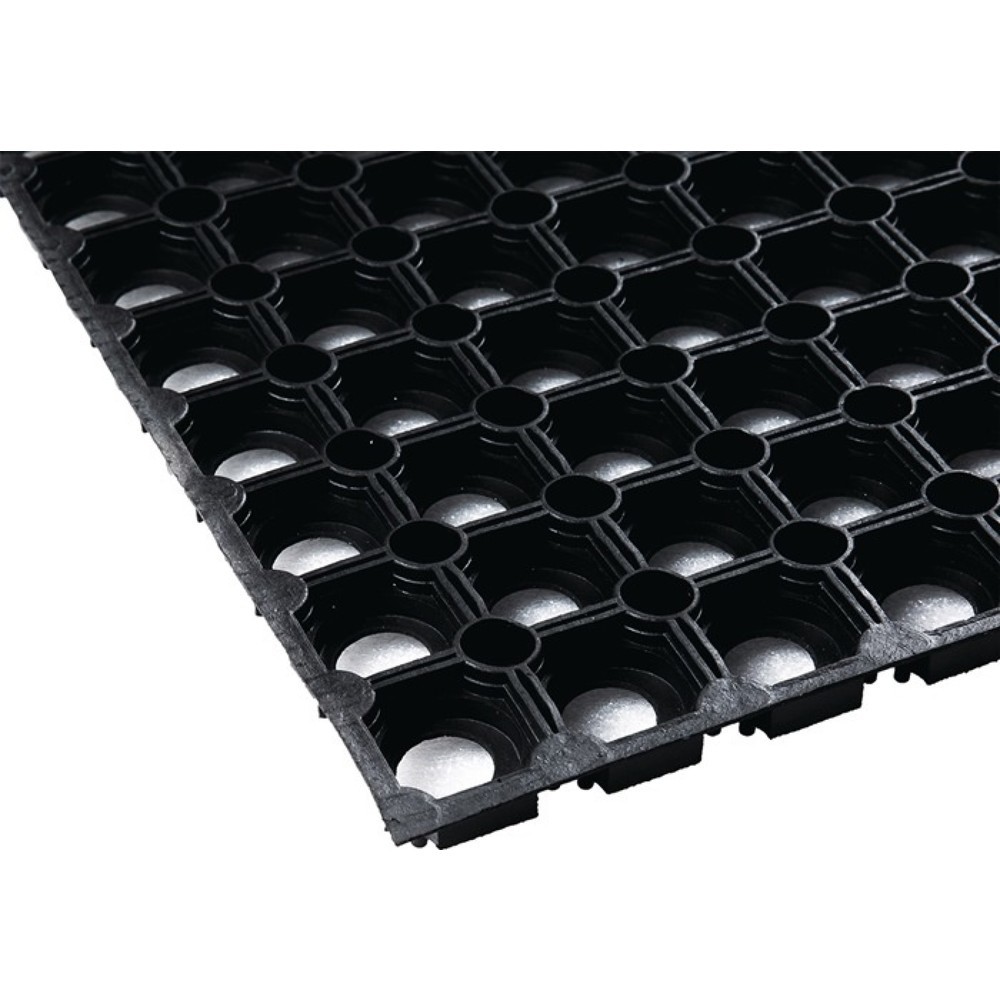 Gummi Ringmatte, schwarz NR/SBR, Breite 0,8 m Länge 1,2 m Dicke 22 mm, ohne Gewebeeinlage