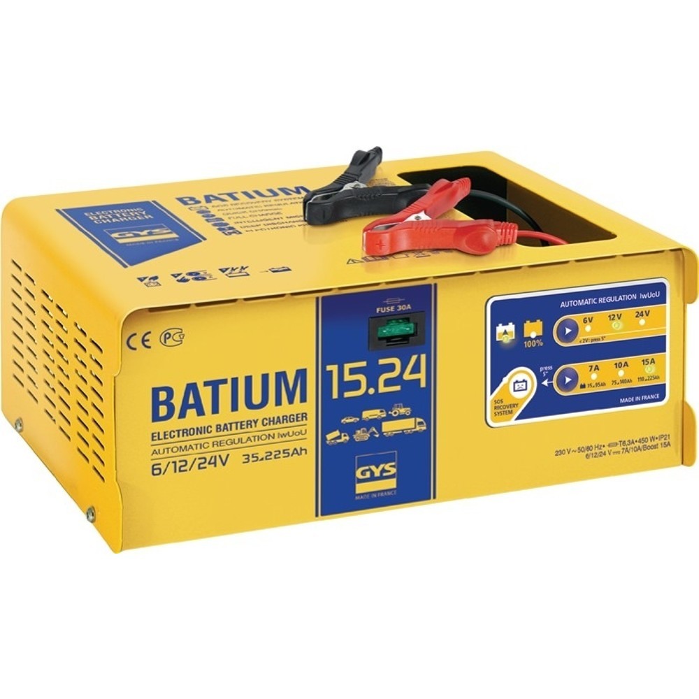 GYS Batterieladegerät BATIUM 15-24, effektiv: 22 / arithmetisch: 7-10-15 A, 6 / 12 / 24 V