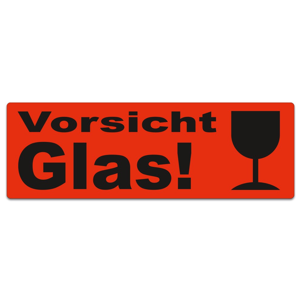 Haftetiketten "Vorsicht Glas, mit Kelch", BxL 150 x 50 mm, 1.000 Stk/VE