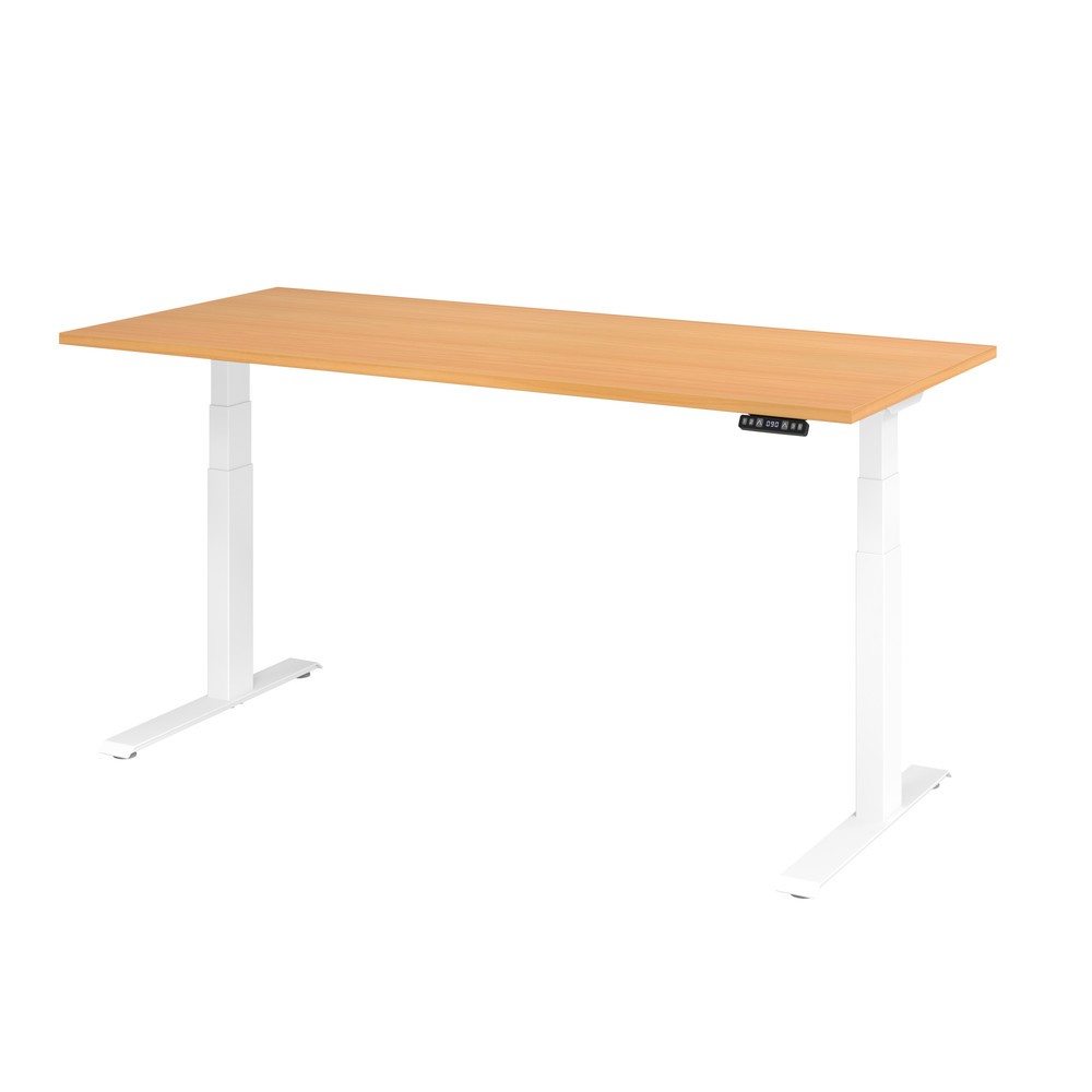 Hammerbacher Sitz-Steh-Schreibtisch el.180x80cm Buche/Weiß