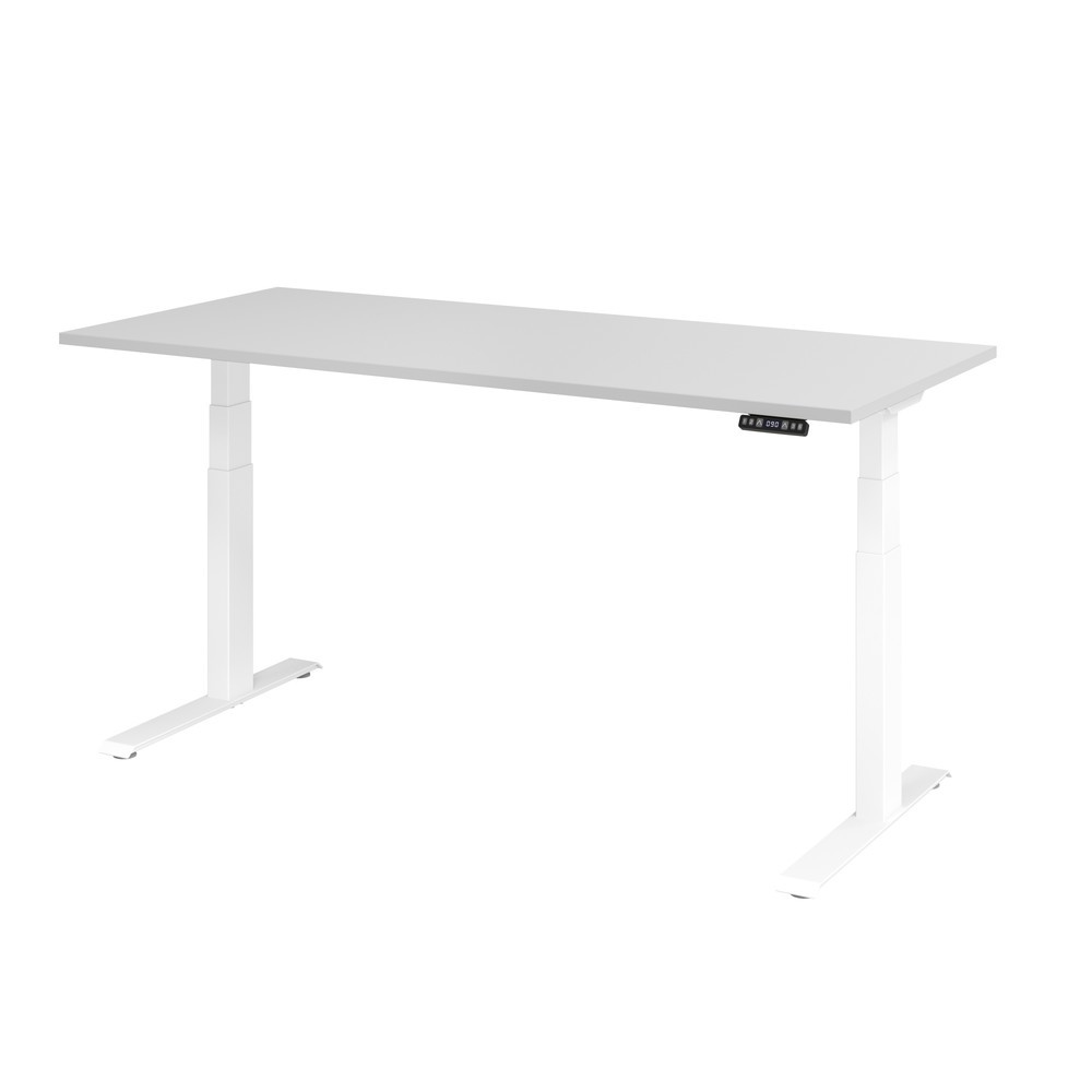 Hammerbacher Sitz-Steh-Schreibtisch el.180x80cm Grau/Weiß